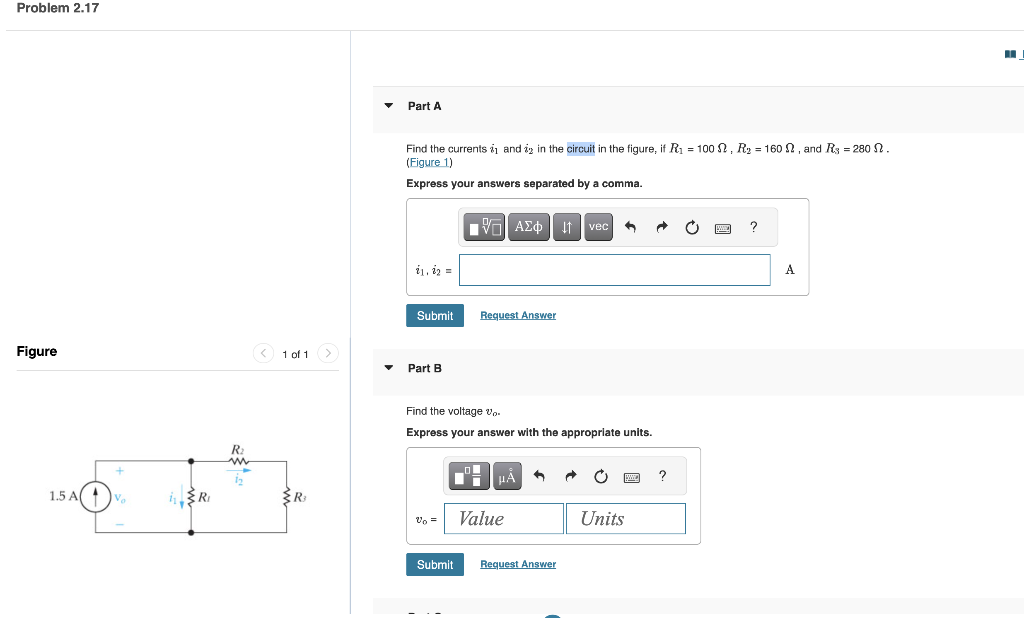Solved Find the currents i1 and i2 in the circuit in the | Chegg.com