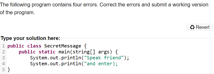 Solved The following program contains four errors. Correct | Chegg.com