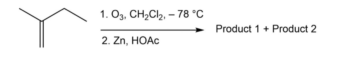 Solved 1 O3 Ch2cl2 78 °c Product 1 Product 2 2 Zn