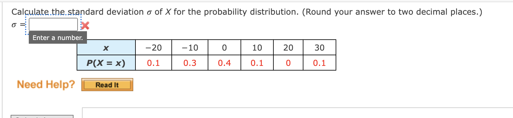 Solved Calculate.the.standard deviation σ of X for the | Chegg.com