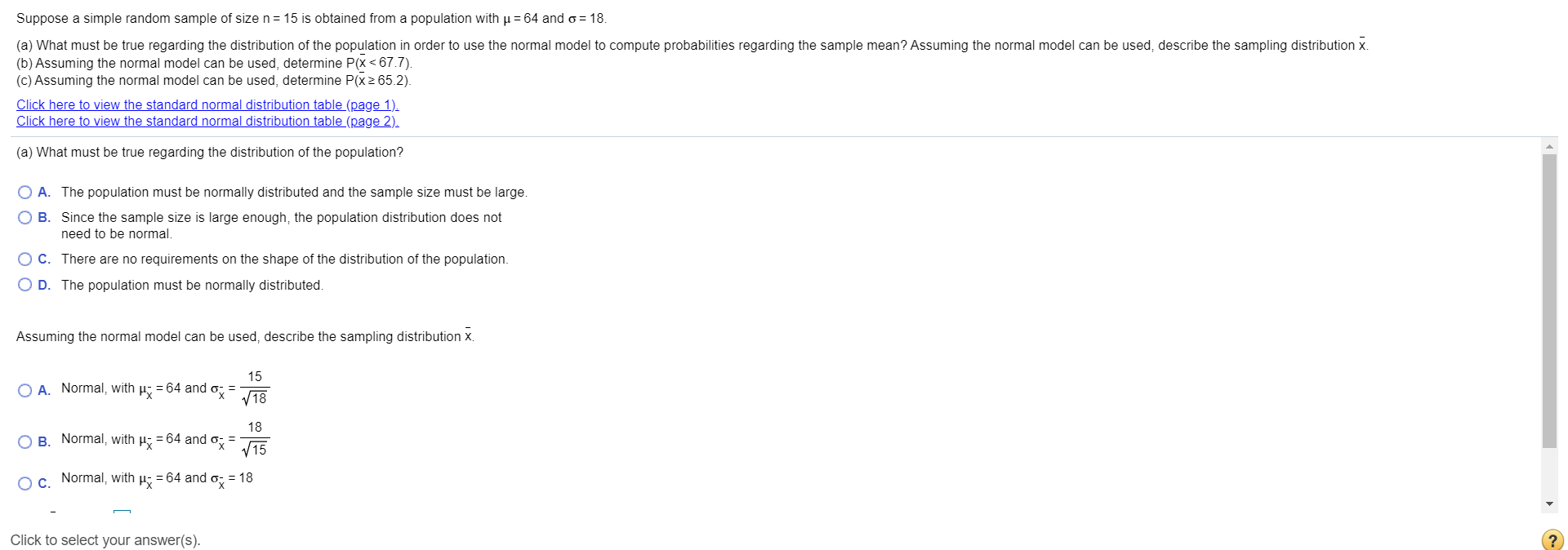 Solved Suppose a simple random sample of size n= 15 is | Chegg.com