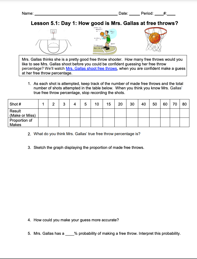 Lesson 5.1 Day 1 How good is Mrs. Gallas at free