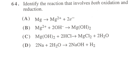 Solved 4. Identify the reaction that involves both oxidation | Chegg.com