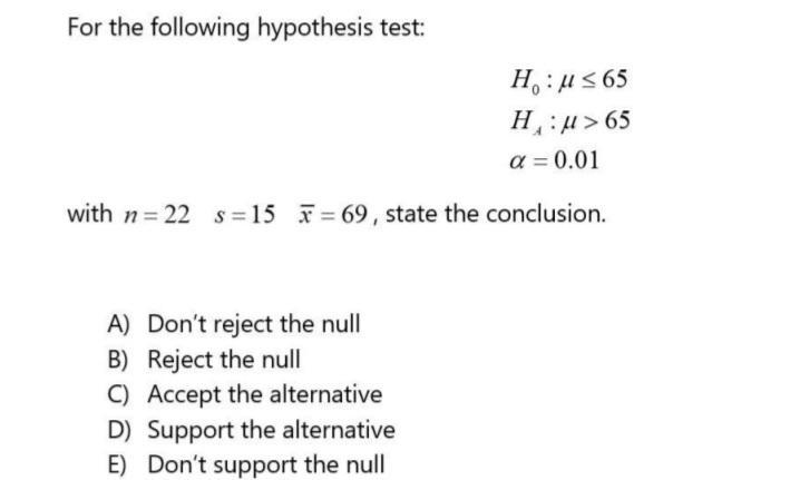 Solved For The Following Hypothesis Test: | Chegg.com