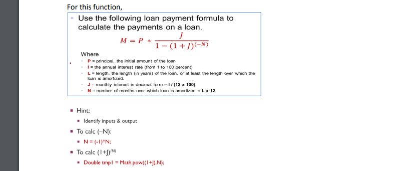 Solved For this function, Use the following loan payment | Chegg.com