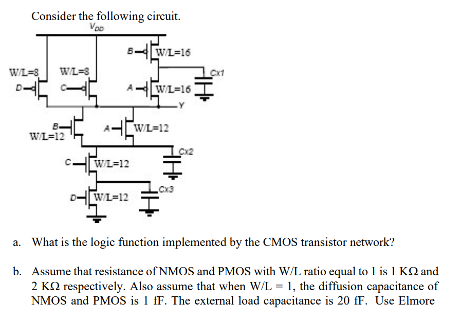 Solved a. What is the logic function implemented by the CMOS | Chegg.com