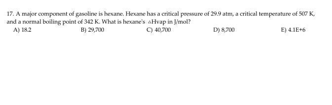 critical pressure of gasoline