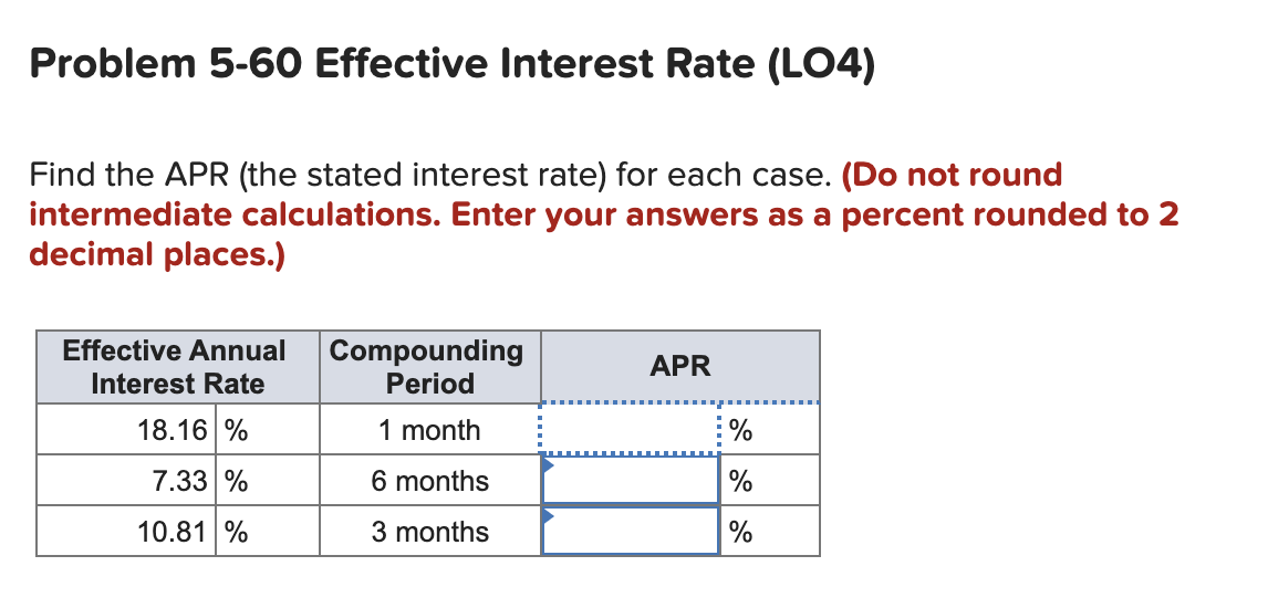 Solved Problem 5-60 Effective Interest Rate (L04) Find The | Chegg.com