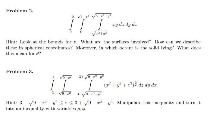 Solved Problem 2 Int 0 2 Int 0 Sqrt 4 X 2 Chegg Com