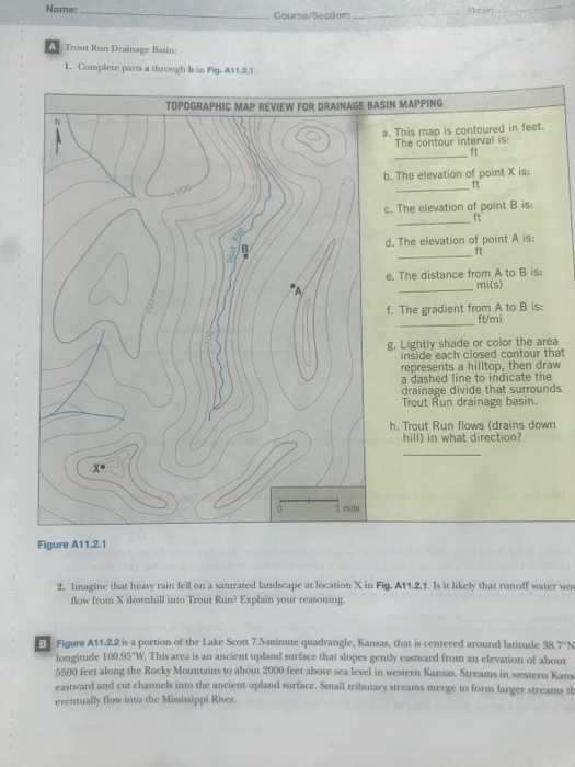 Solved Name Trout Run Drainage Basin 1. Complete parts a