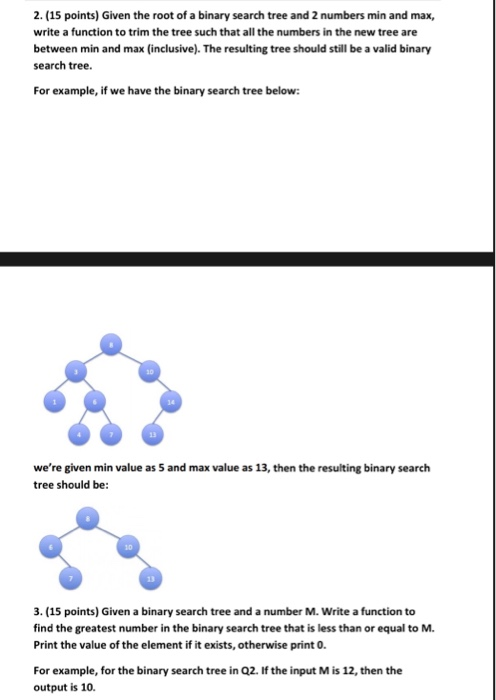 2. (15 points) Given the root of a binary search tree | Chegg.com