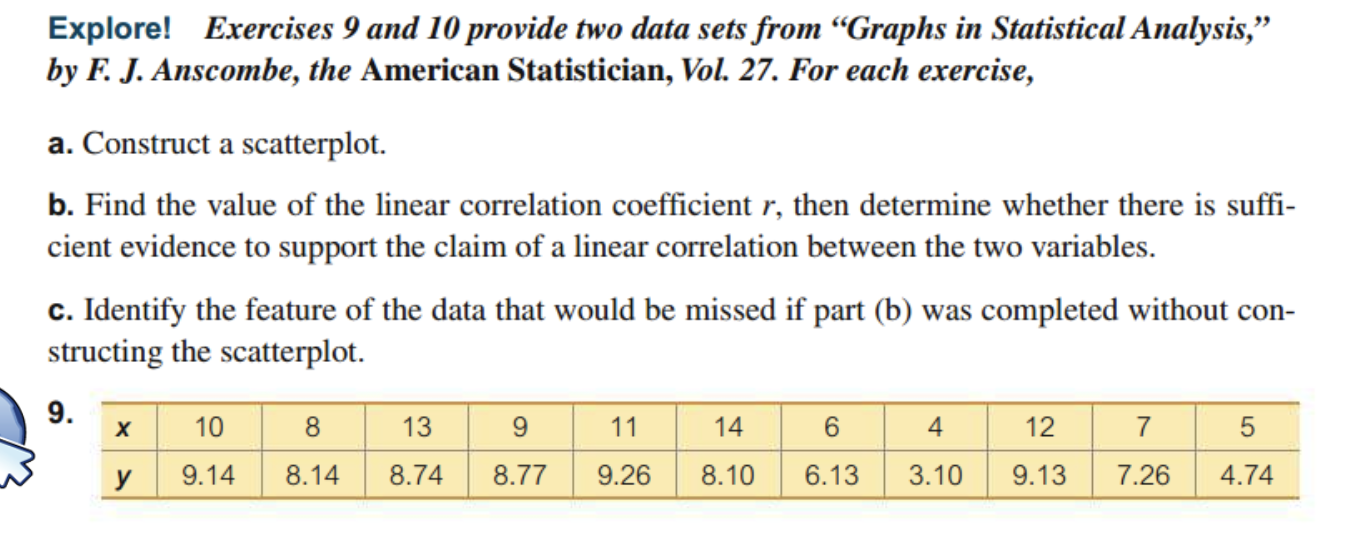 Solved Explore! Exercises 9 and 10 provide two data sets