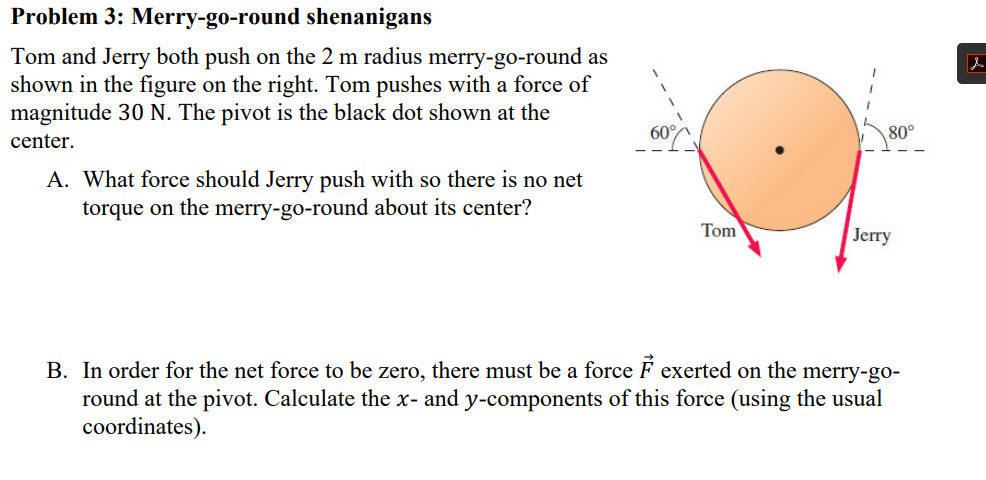 Solved Problem 3: Merry-go-round shenanigans Tom and Jerry | Chegg.com