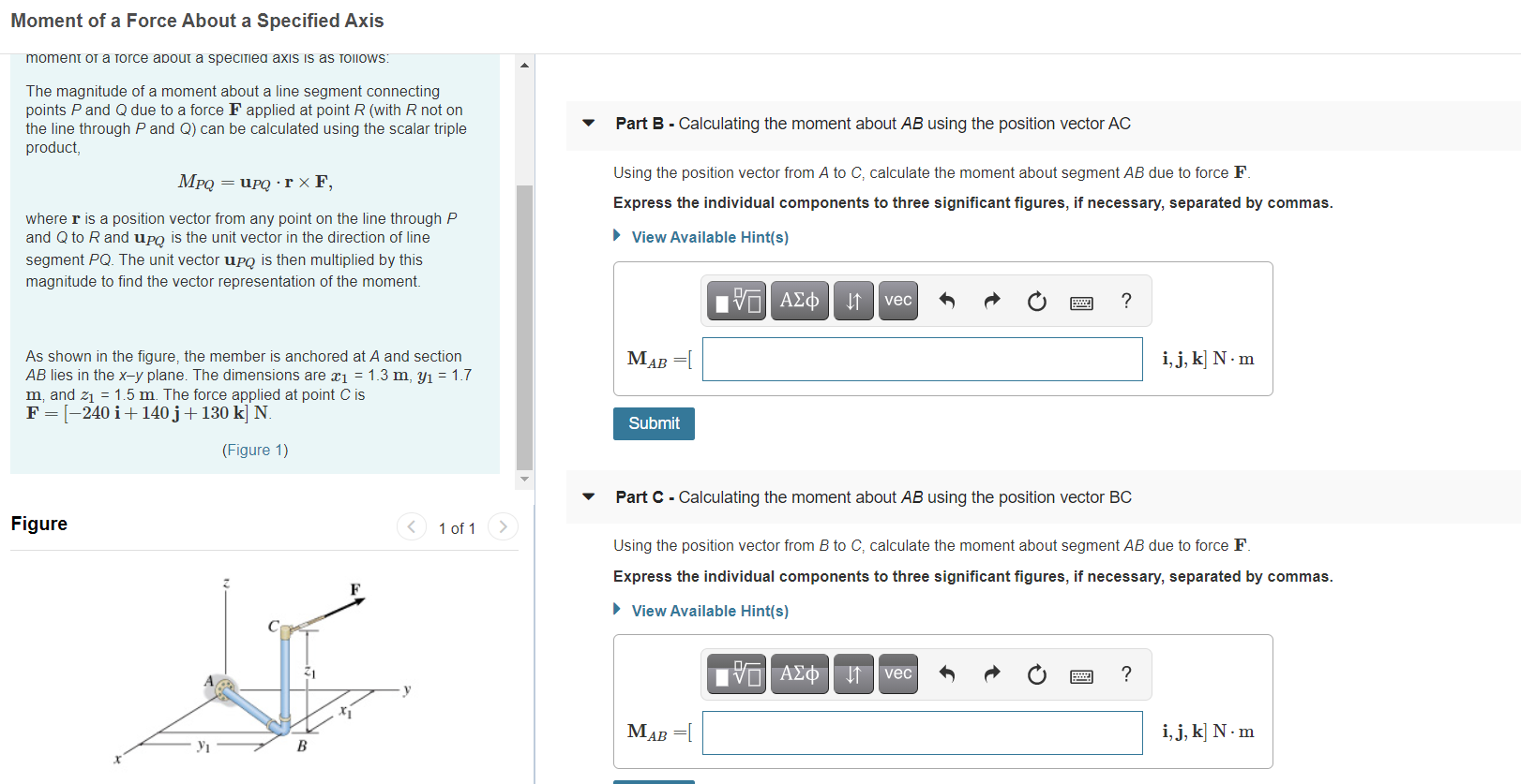 Solved Moment of a Force About a Specified Axis moment of a | Chegg.com