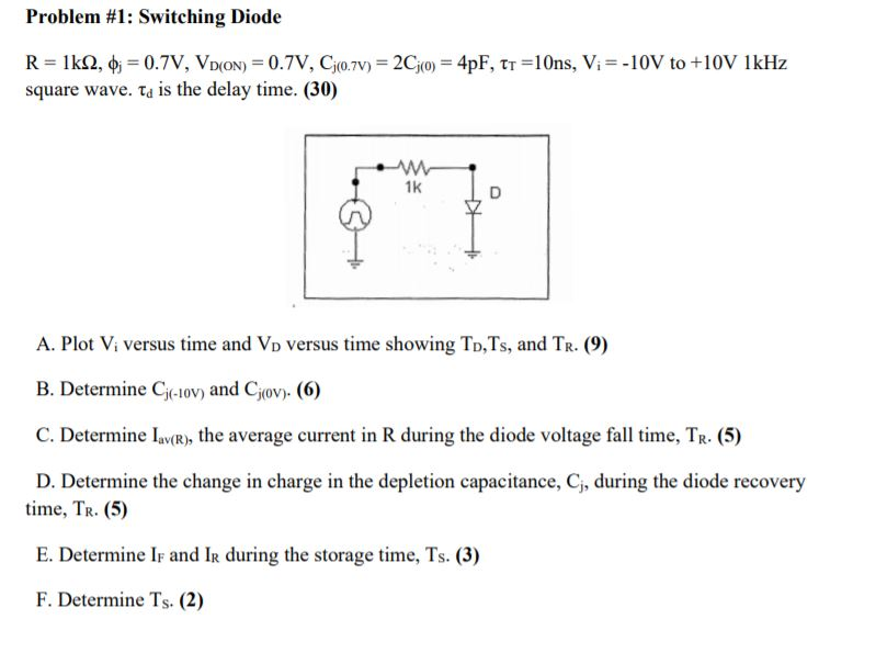 Problem 1 Switching Diode R 1k12 Oj 0 7v Vd Chegg Com