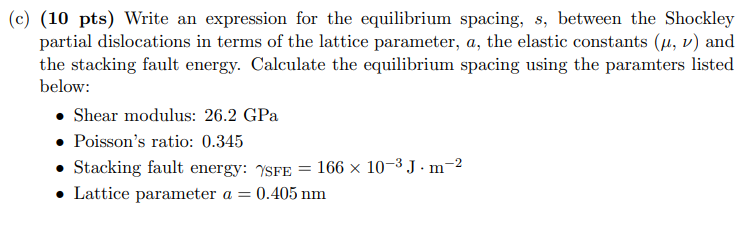 5. (25 pts) Consider a 60° dislocation dissociated | Chegg.com
