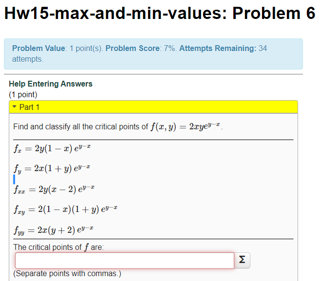 Solved Hw15-max-and-min-values: Problem 6 Problem Value: 1 | Chegg.com
