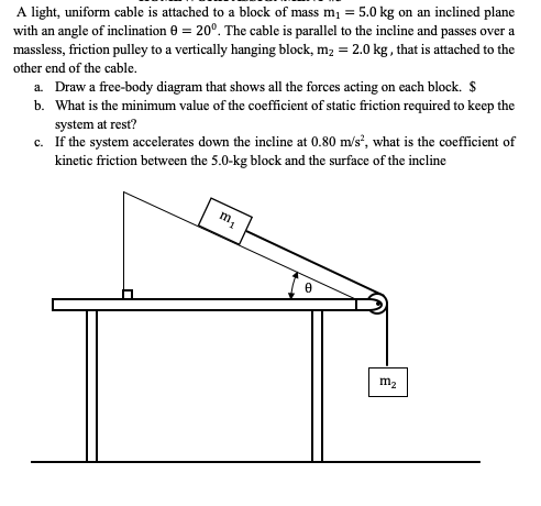 Uniform Cable Example Solids Solved A light, uniform cable is attached to a block of mass | Chegg.com