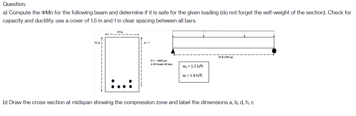 Solved a) Compute the ΦMn for the following beam and | Chegg.com