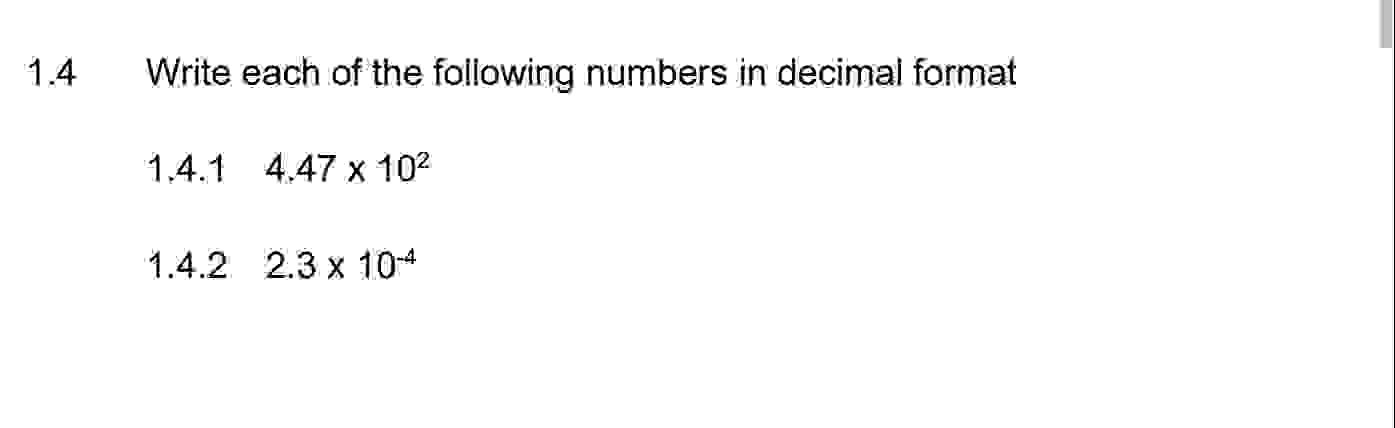 Solved 1.4 ﻿Write each of ﻿the following numbers in ﻿decimal | Chegg.com