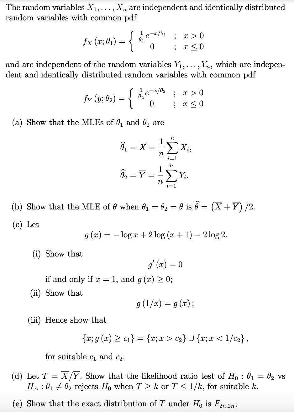 Solved The Random Variables X1 Are Independent An Chegg Com