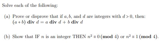 Solved Solve Each Of The Following: (a) Prove Or Disprove | Chegg.com