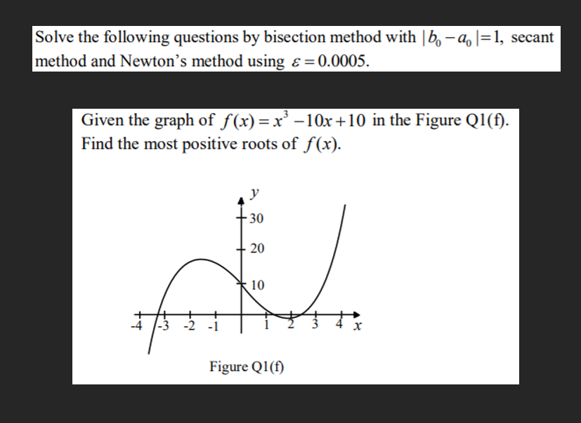 Solved Solve The Following Questions By Bisection Method | Chegg.com