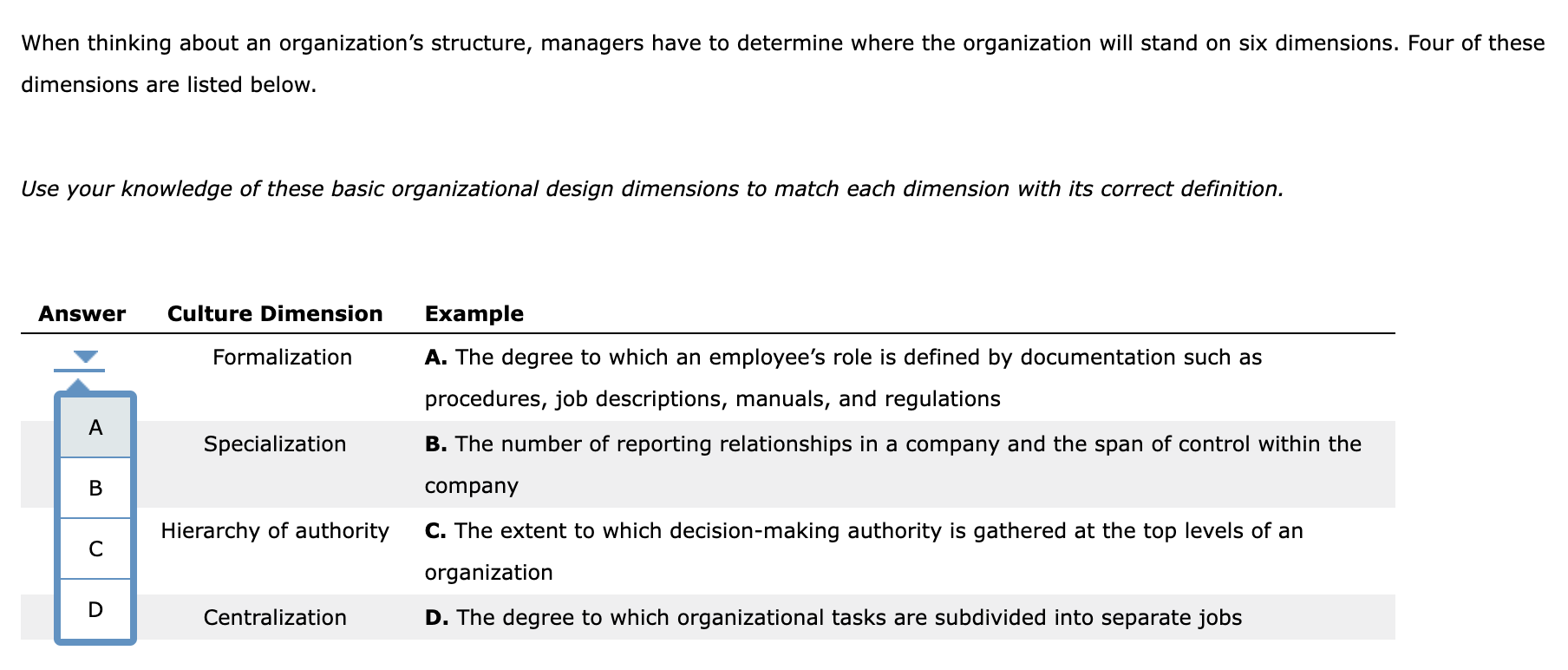 Solved When Thinking About An Organization s Structure Chegg