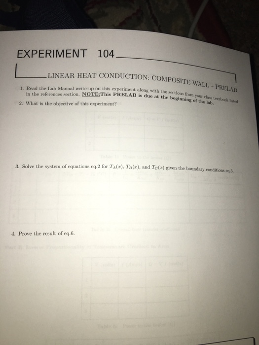 Solved EXPERIMENT 104 LINEAR HEAT CONDUCTION COMPOSITE WA