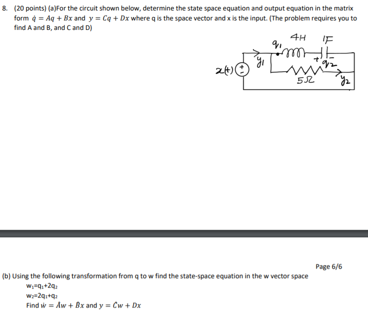 Solved 8 Points A For The Circuit Shown Below Det Chegg Com