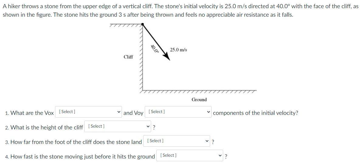 Solved A hiker throws a stone from the upper edge of a