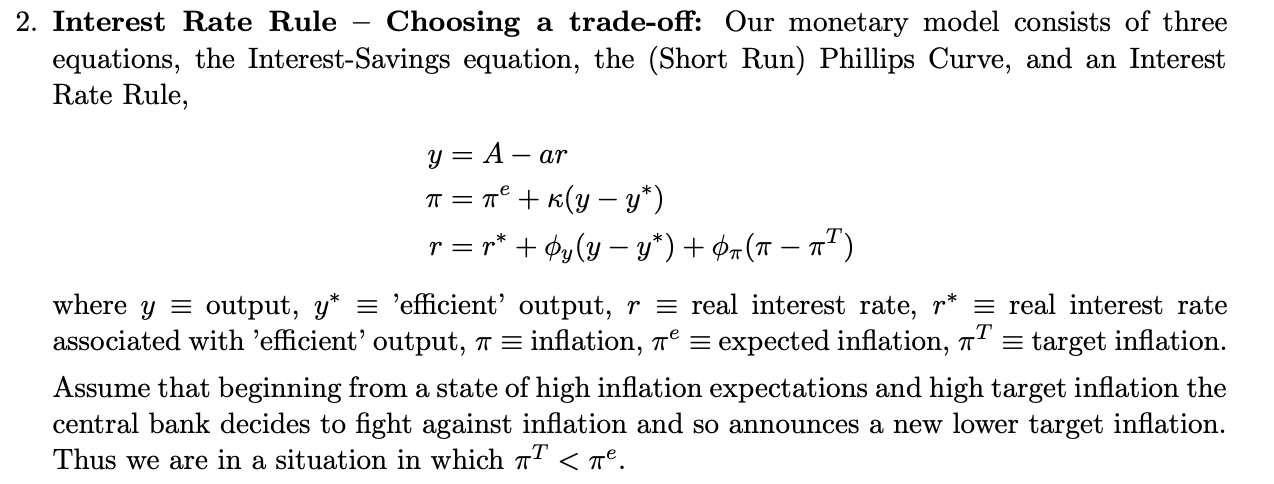 Solved 2. Interest Rate Rule Choosing a trade-off: Our | Chegg.com