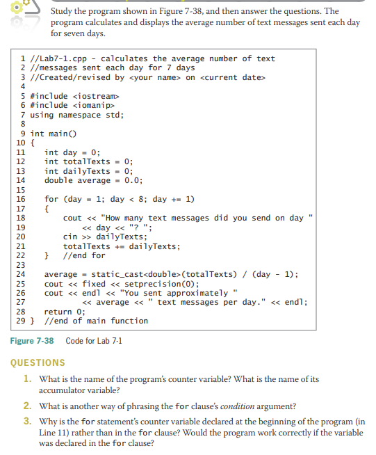 Solved Study the program shown in Figure 7-38, and then | Chegg.com