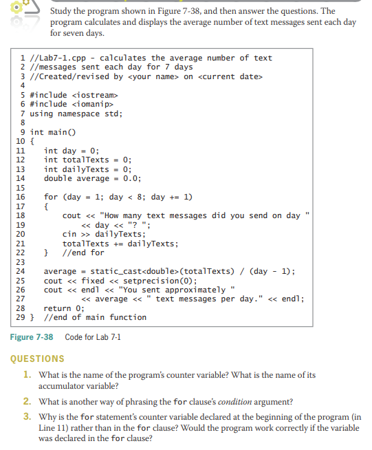 Solved Study The Program Shown In Figure 7-38, And Then | Chegg.com