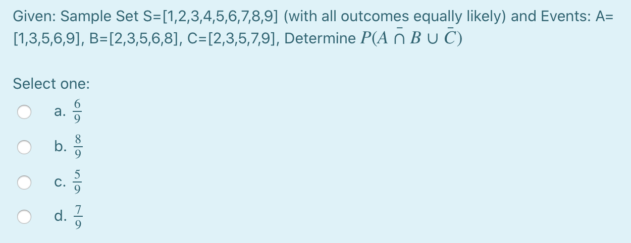 Solved Given Sample Set S 1 2 3 4 5 6 7 8 9 With All Chegg Solved Given Sample Set S 1 2 3 4 5 6 7 8 9 With All Chegg