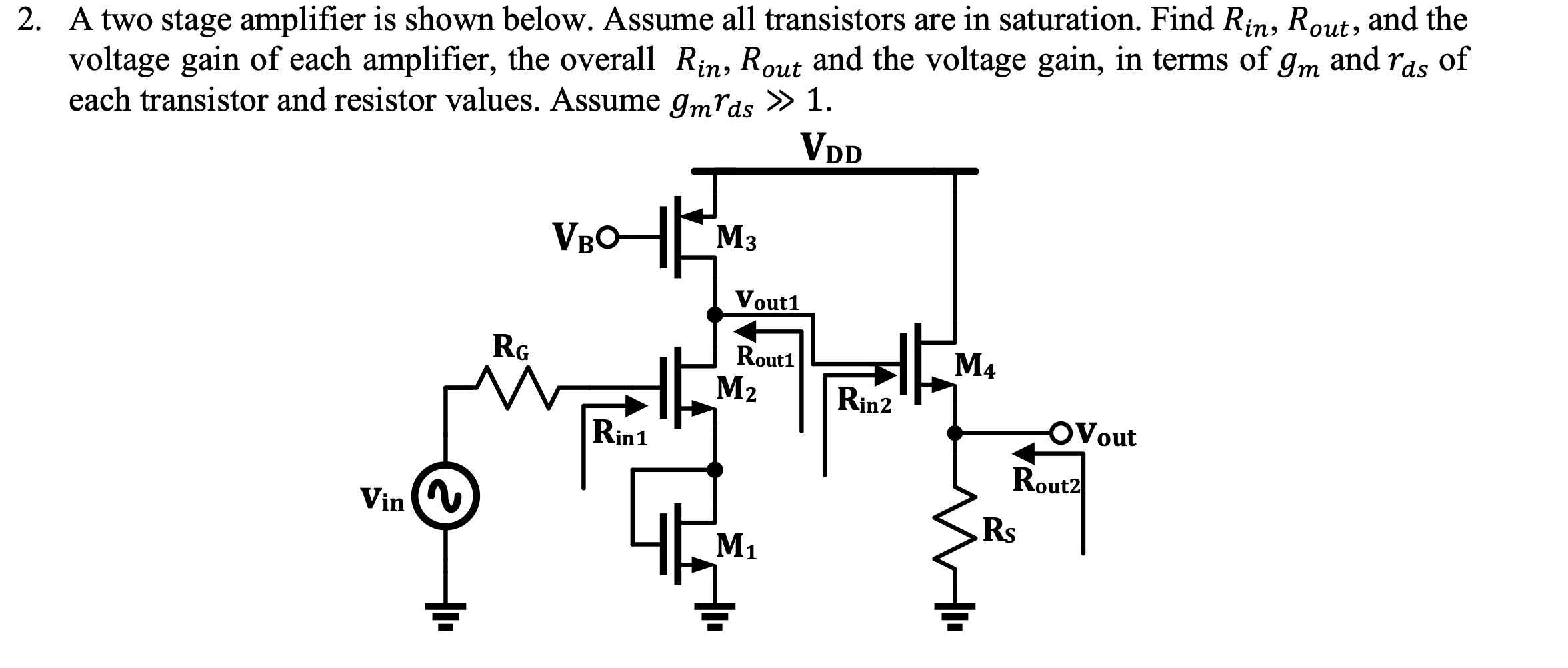 Solved 2. A two stage amplifier is shown below. Assume all | Chegg.com