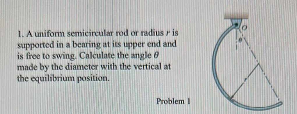 Solved 1. A uniform semicircular rod or radius r is | Chegg.com