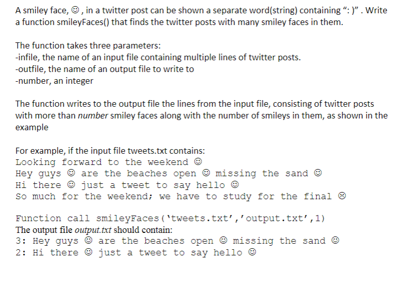 Solved A smiley face, , in a twitter post can be shown a | Chegg.com