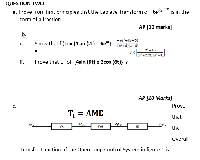 Solved QUESTION TWO a. Prove from first principles that the | Chegg.com