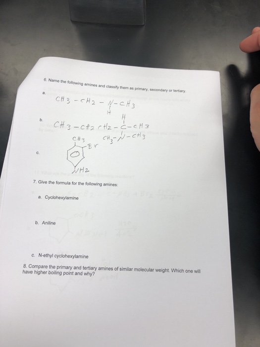 Solved 6. Name the following amines and classify them as | Chegg.com