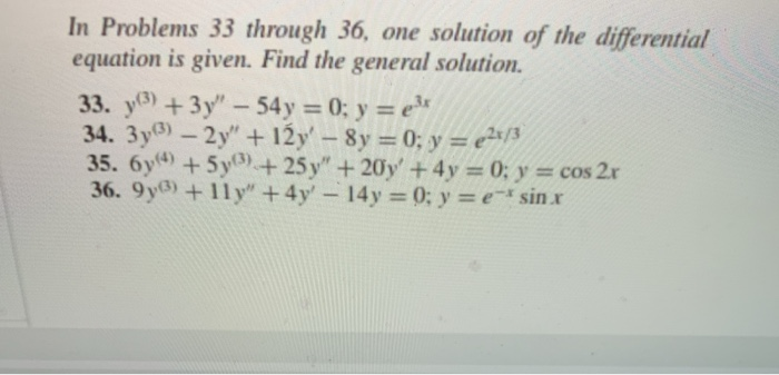 Solved In Problems 33 through 36, one solution of the | Chegg.com