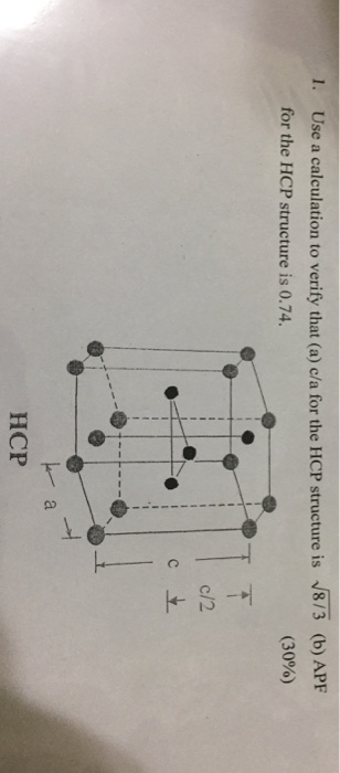 Solved 1. Use a calculation to verify that (a) c/a for the | Chegg.com