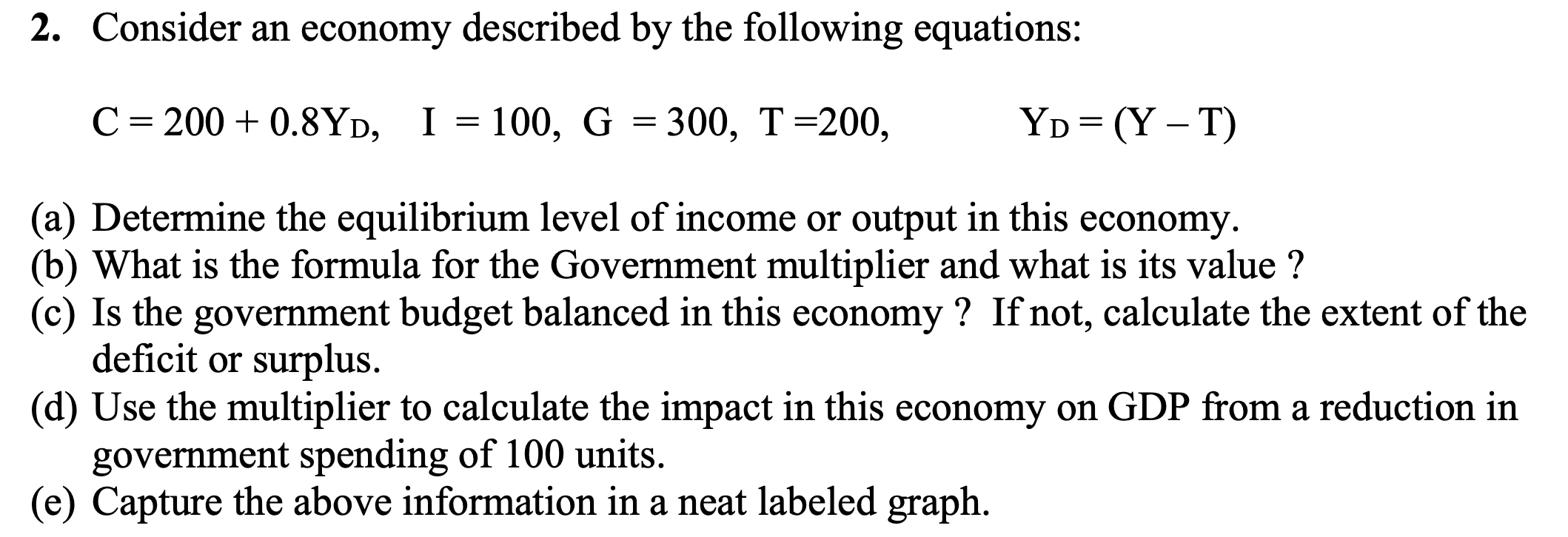 Solved 2. Consider An Economy Described By The Following | Chegg.com