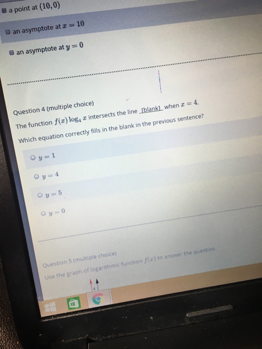 Solved The function f(x) log_4 x intersects line [blank] | Chegg.com