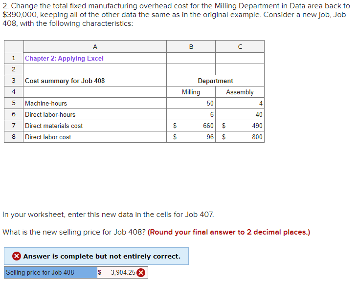 Solved Chapter 2: Applying Excel Data Markup On Job Cost | Chegg.com