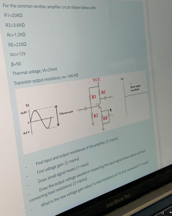 Solved For the common-emitter amplifier circuit shown below | Chegg.com