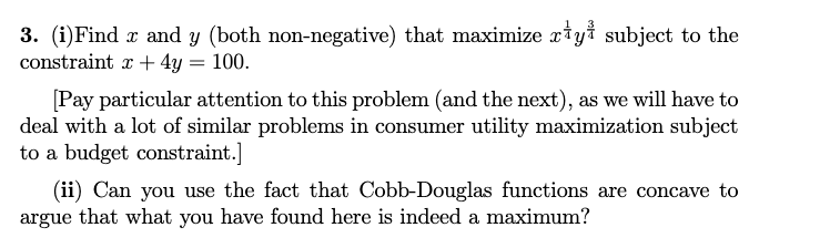 Solved 3. (i)Find z and y (both non-negative) that maximize | Chegg.com