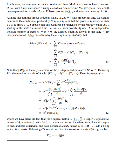 In this note the construction of Markov jump process | Chegg.com
