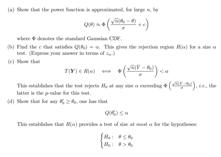 Solved 5. (Lower-tailed test) Let Yı,...,Yn f(y; 0) where 0 | Chegg.com