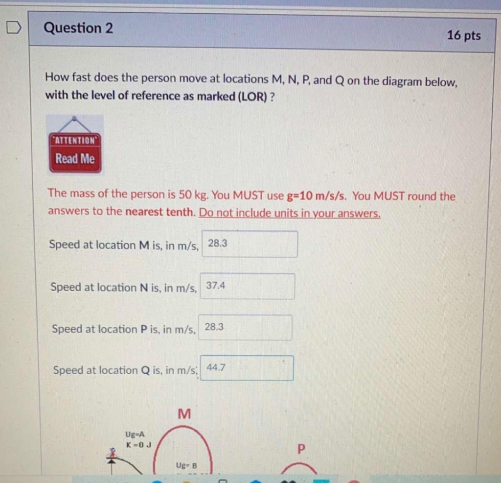 Solved Question 2 16 Pts How Fast Does The Person Move At | Chegg.com